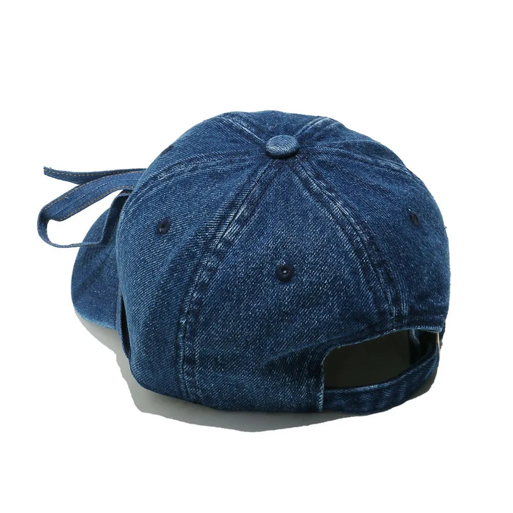 14,55 USD - Casquette de baseball en denim délavé avec nœud