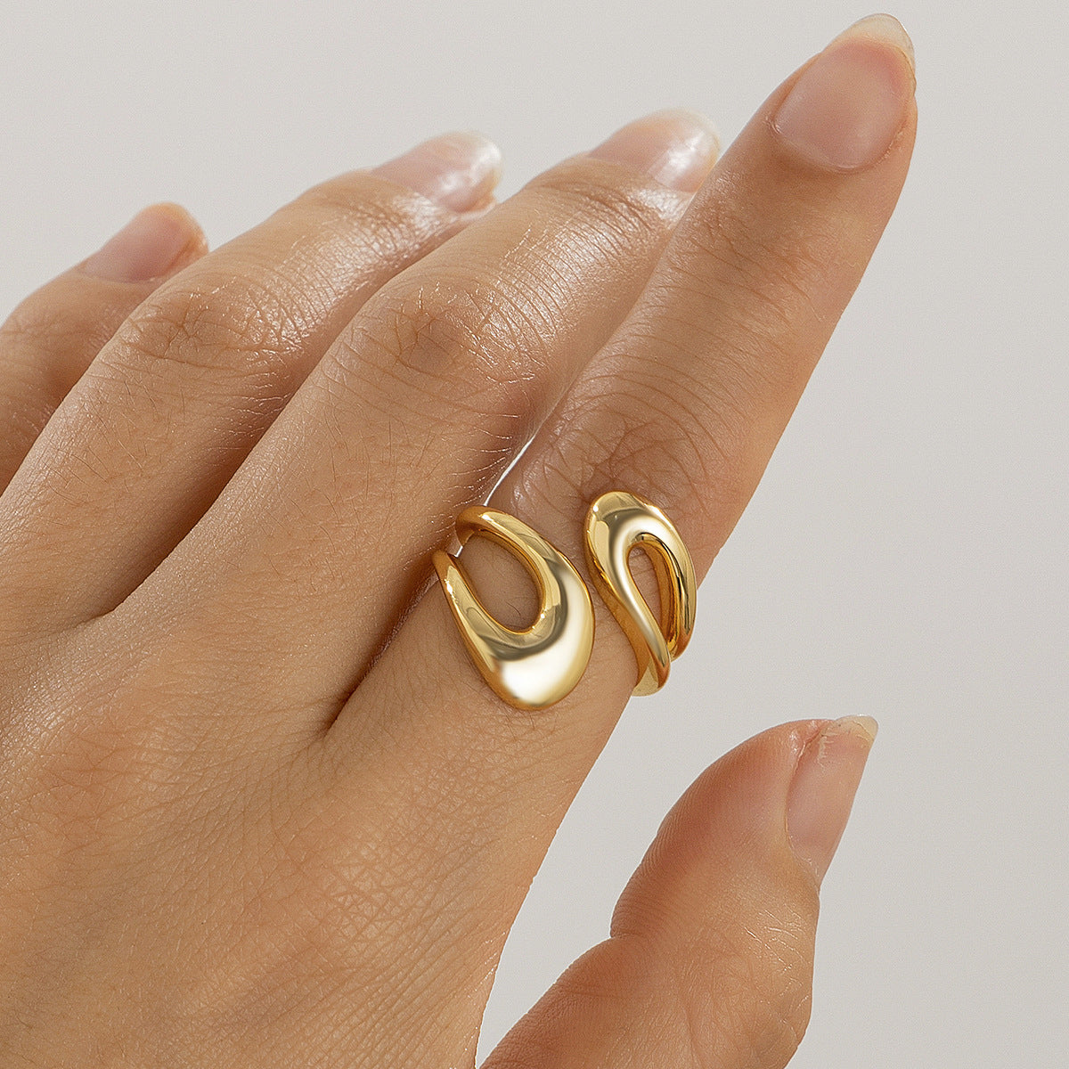 USD 7.70 - Geometric ring, open niche ring, index finger ring, curved lava metal ring