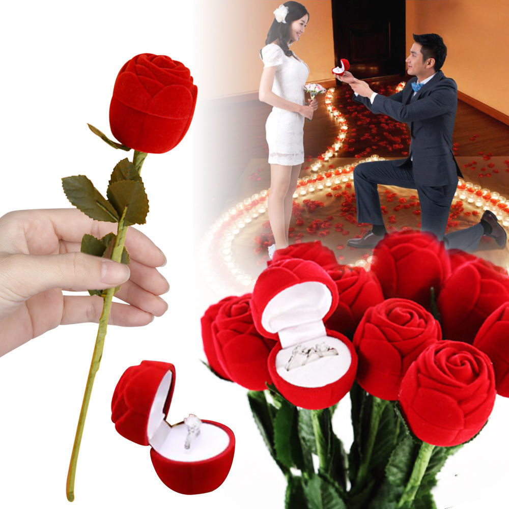 $8.78 USD - Red rose ring box - Valentine's Day gift - Creative and personalized ring box - Engagement or other proposal ring box