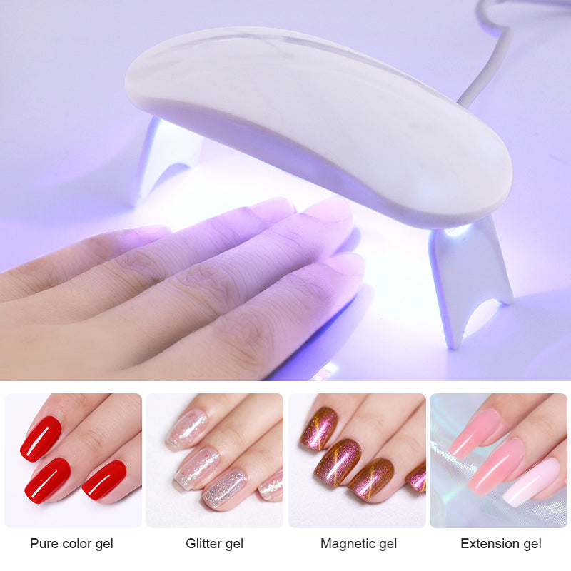 6W White UV LED Nail Dryer, Portable, with Micro USB Cable, for Home Use. UV Gel Polish Dryer, 3 LEDs, Nail Art Tools.