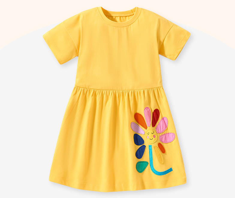 15,13 USD Robe d'été pour enfants, nouvelle robe de princesse pour petites et moyennes, robe de demoiselle d'honneur tricotée à manches courtes