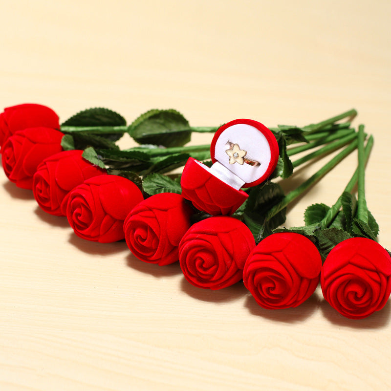 $8.78 USD - Red rose ring box - Valentine's Day gift - Creative and personalized ring box - Engagement or other proposal ring box