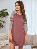 23,29 USD - pyjama d'intérieur à manches courtes et col rond, color block, pour femmes