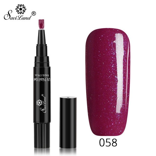 15.12 USD - Saviland 3-in-1 New Gel Nail Polish Pen: Glitter, Easy Application, 60 Colors, UV Hybrid Gel Polish, Easy to Use.