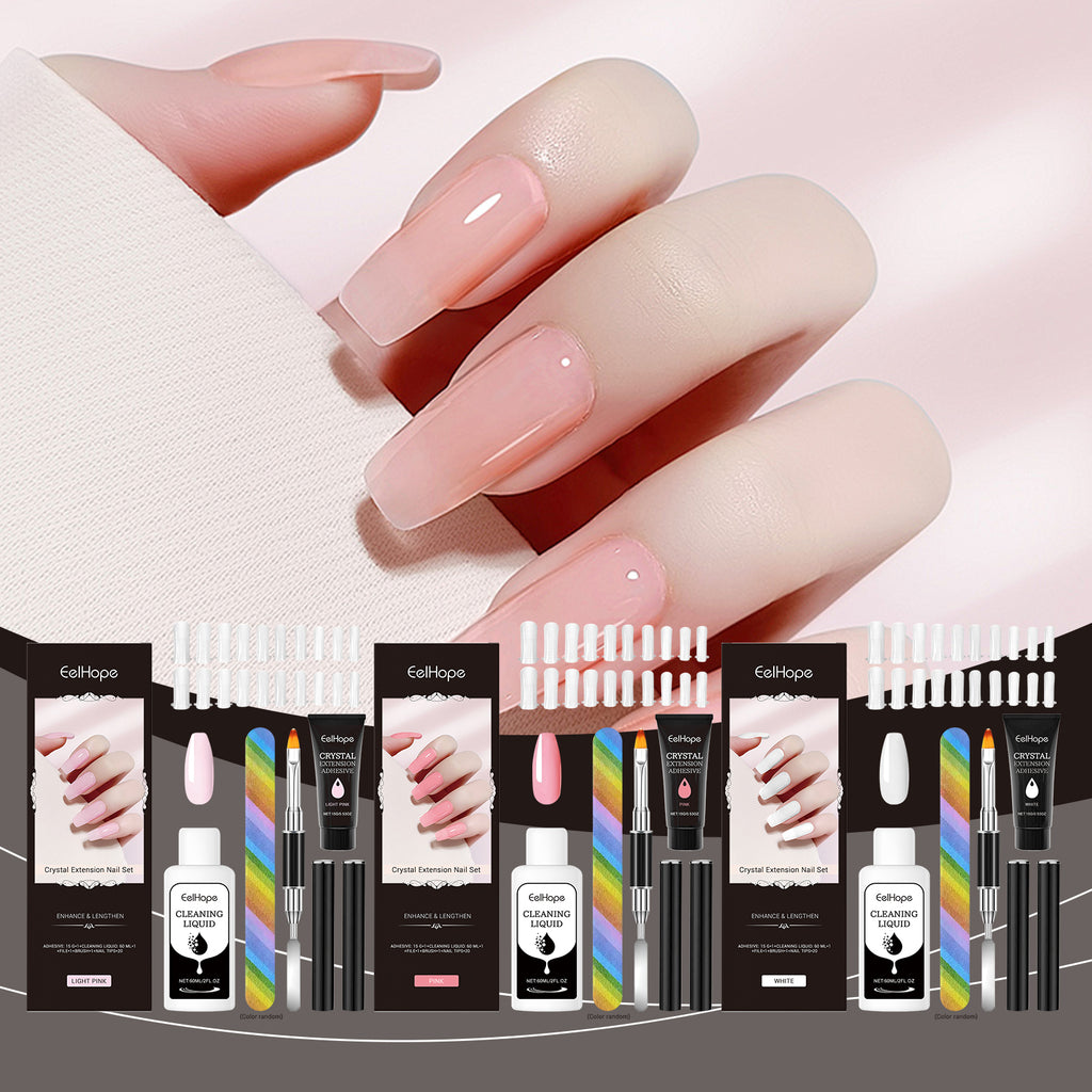 Crystal Nail Extension Kit, Nail Glue, Simple, Natural, 3D Sculpting, Tool Set