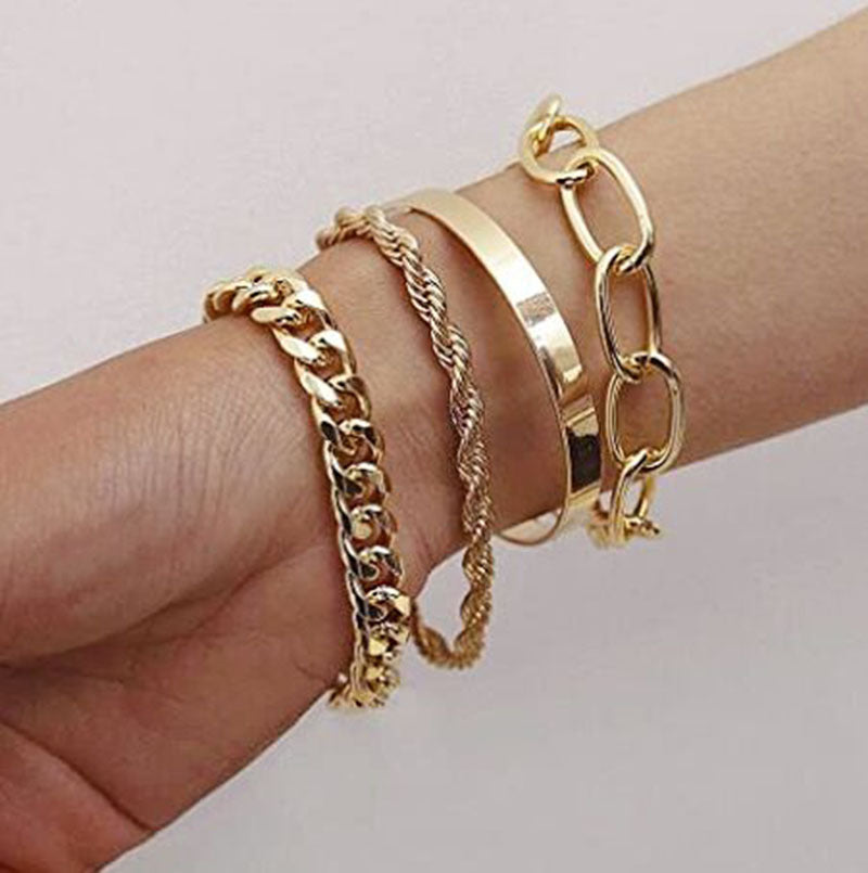 $14.16 - Women's Alloy Bracelet, Cuban Hip-Hop Style, Matching Metal Punk Jewelry, Twisted Chain