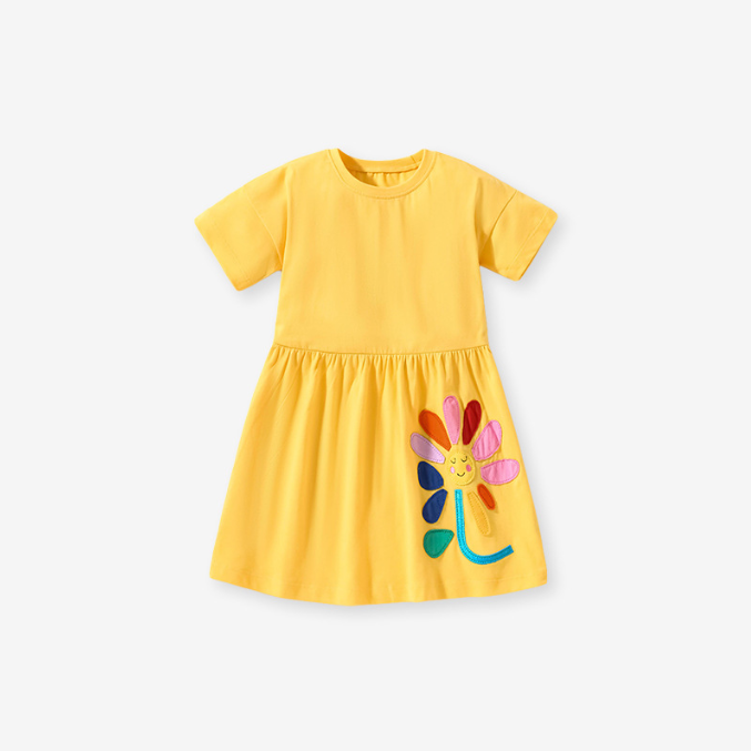 15,13 USD Robe d'été pour enfants, nouvelle robe de princesse pour petites et moyennes, robe de demoiselle d'honneur tricotée à manches courtes