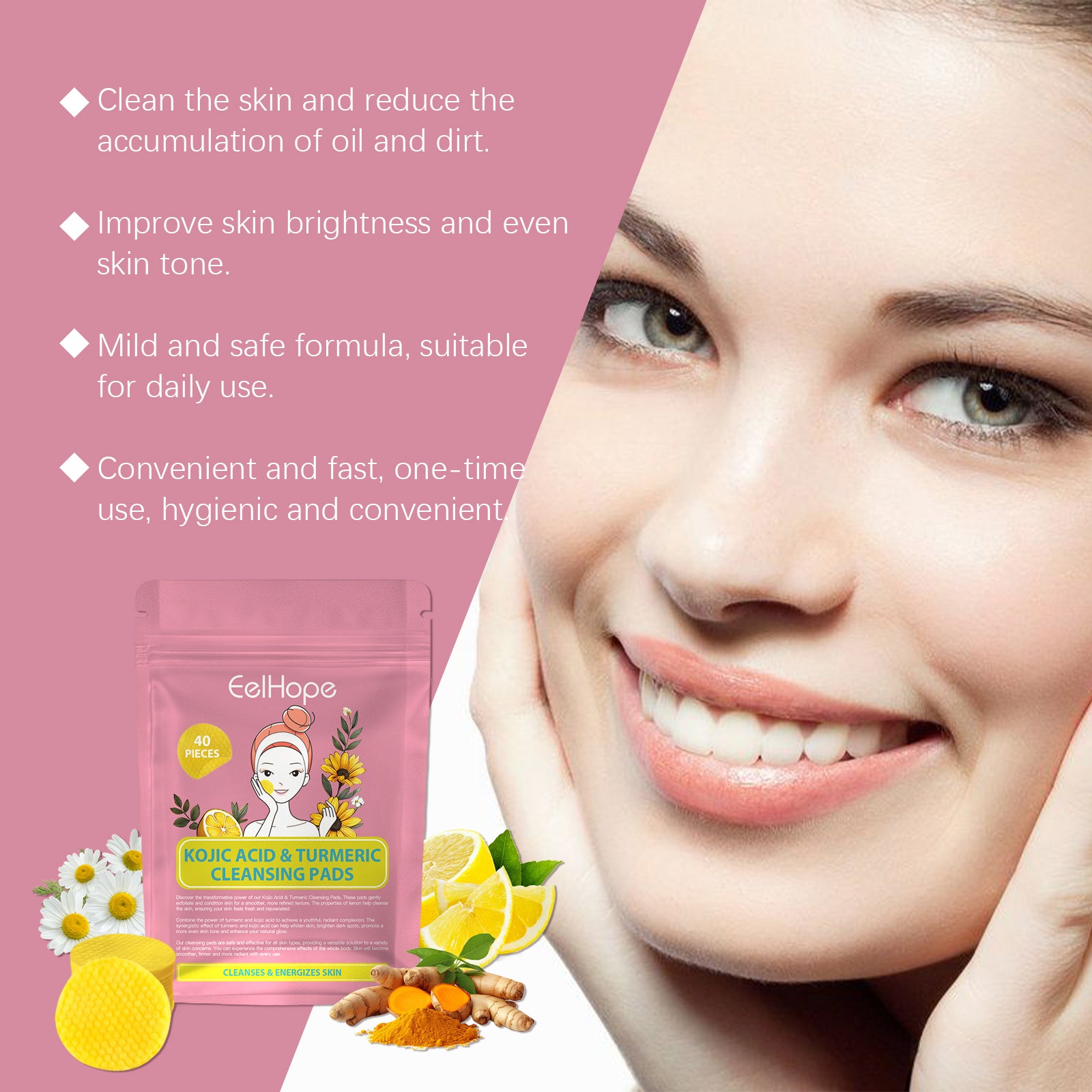 $17.46 - Eelhope Kojic Acid & Turmeric Cleansing Pads: Gently cleanse facial pores, leaving skin feeling refreshed.