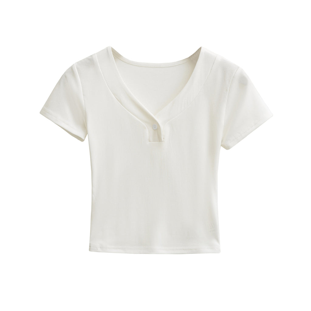 Camiseta sencilla de manga corta con botones