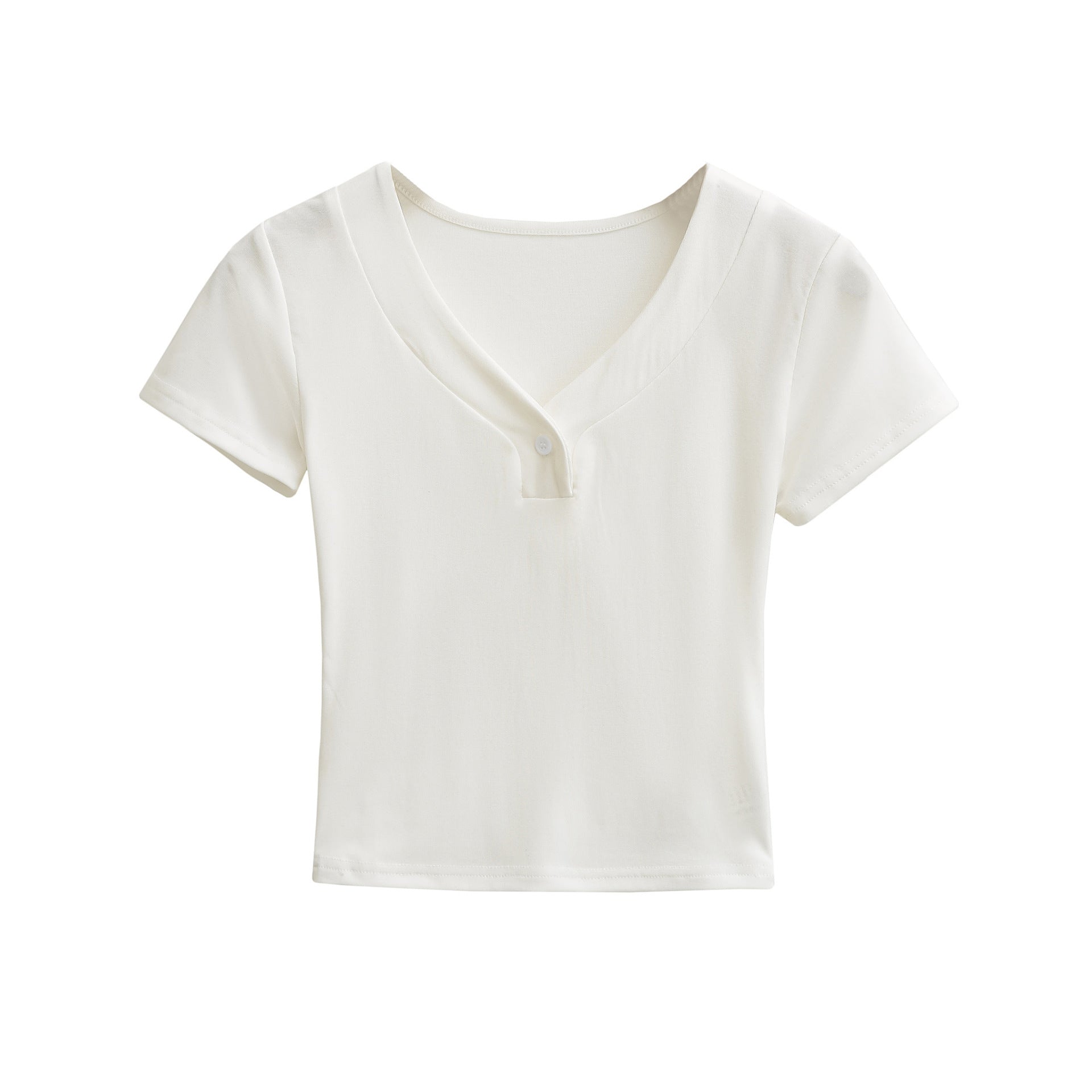 Camiseta sencilla de manga corta con botones