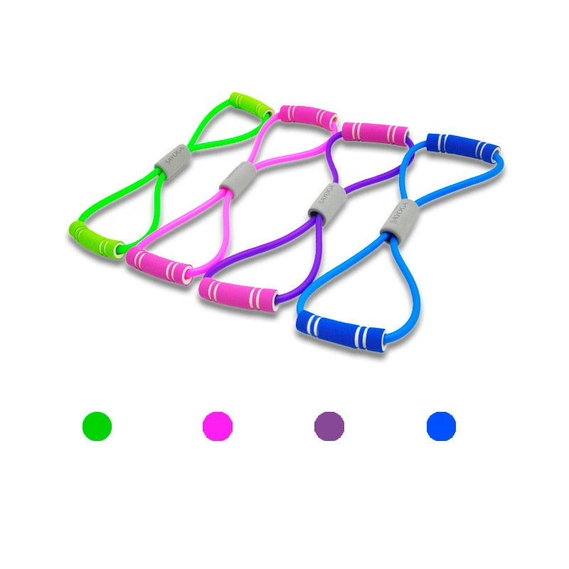Corde élastique de résistance Yoga Gum Fitness 8 Word pour l'entraînement de la poitrine et le renforcement musculaire, idéale pour les exercices sportifs.