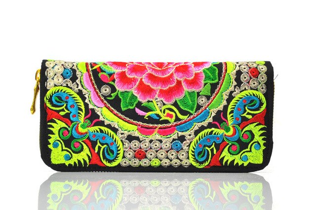 carteras chic y elegantes, carteras largas bordadas