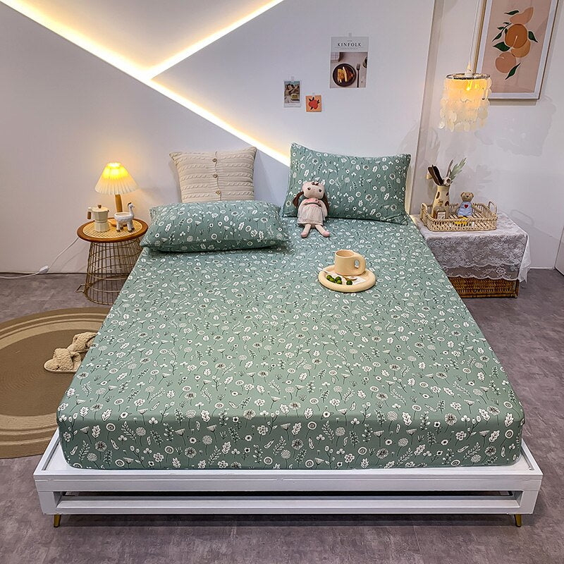 23.29/26.76/29.08 USD - Geometric Pattern Elastic Cotton Fitted Sheet, Elastic Mattress Cover, Queen/King Bedding Set