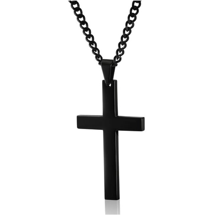 Collar con colgante de cruz simple con cadena, joya cristiana
