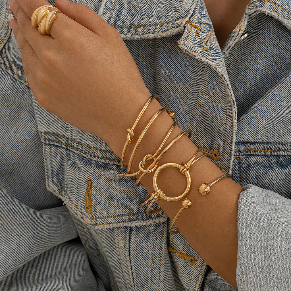 $7.22 USD - Double-row bracelet with hollow knot opening, trendy handmade accessory, ideal for women's daily wear.