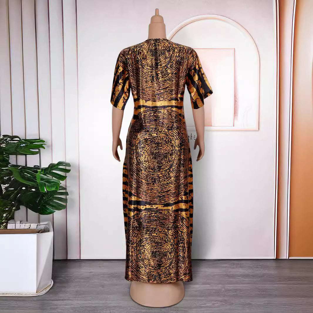Robe longue ample à motifs pour femme africaine, grande taille, avec strass