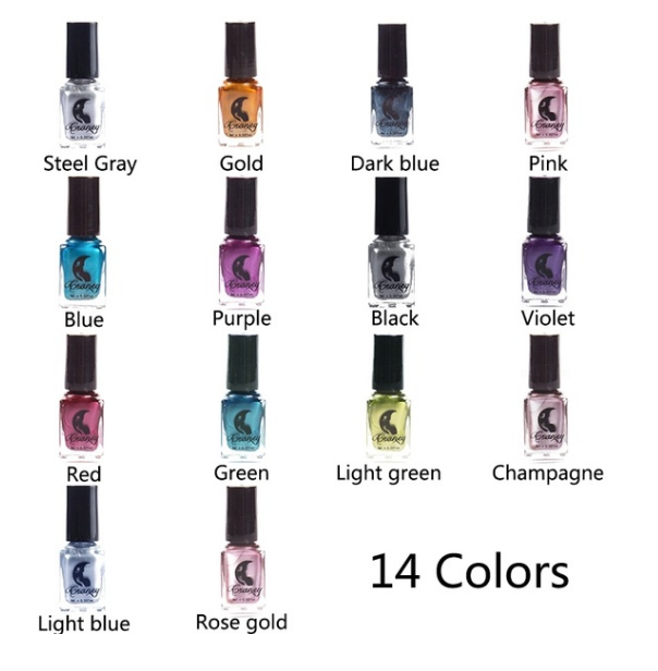 11.64 USD - Trendy and Sexy Metallic Nail Polish for Women, 14 Colors, 6ml, Mirror Effect, Makeup Accessories.
