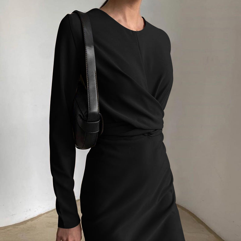 Women's Elegant Long-Sleeved Dress, French Vintage Style, Autumn Fashion