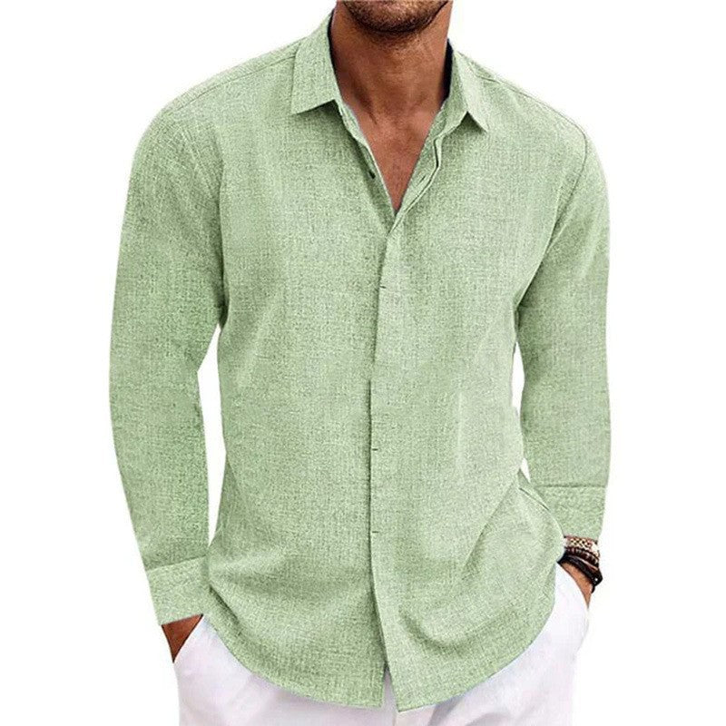 23.28 USD T-shirt à manches longues en lin pour homme, coupe ample, couleur unie, en coton et lin. Chemise oversize pour homme.
