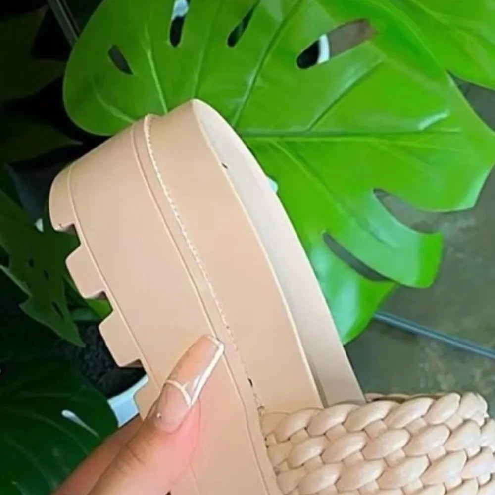 Open Toe PU Leather Platform Sandals