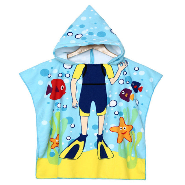 17.46 USD Cape de plage à capuche pour enfants, motif animaux, en microfibre, 60 x 120 cm, idéale pour la natation et le bain. Convient aux bébés et aux filles.