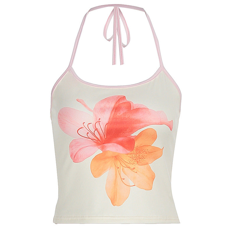 12.80 USD - Lace-Up Print Tank Top, Fitted, Pure Desire Women's Top