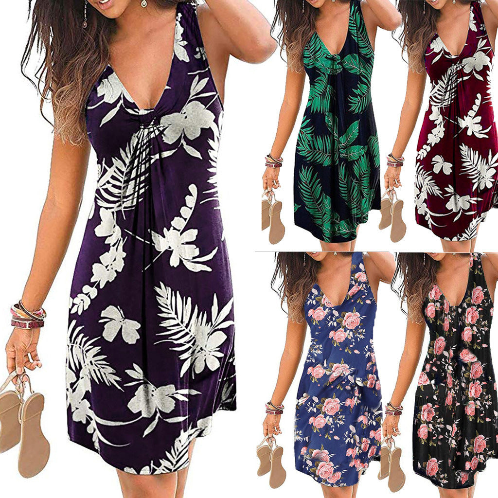 17,47 USD - Robe grande taille  robe sexy à col en V imprimée pour femme