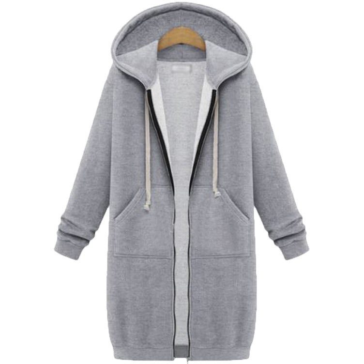 Women's Plus Size Fleece Lined Zip-Up Tunic Hoodie