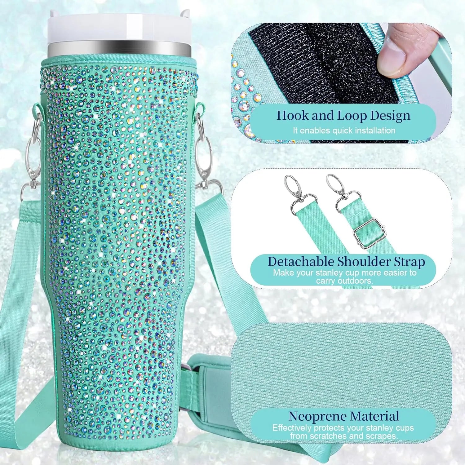 Housse de protection pour tasse à gourde portable, avec sangles, accessoire pour boissons d'extérieur
