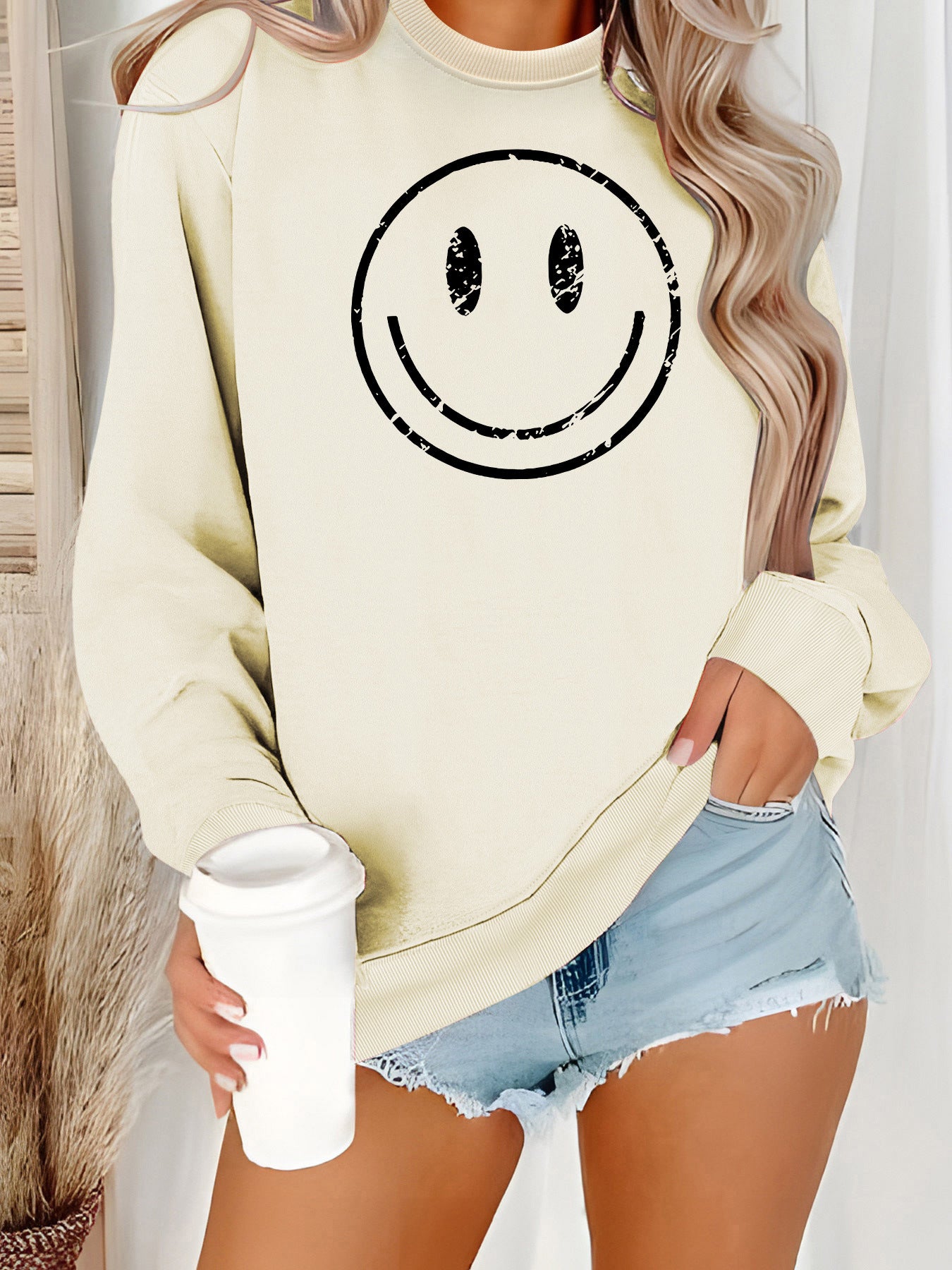 $24.44 - smiley print sweatshirt