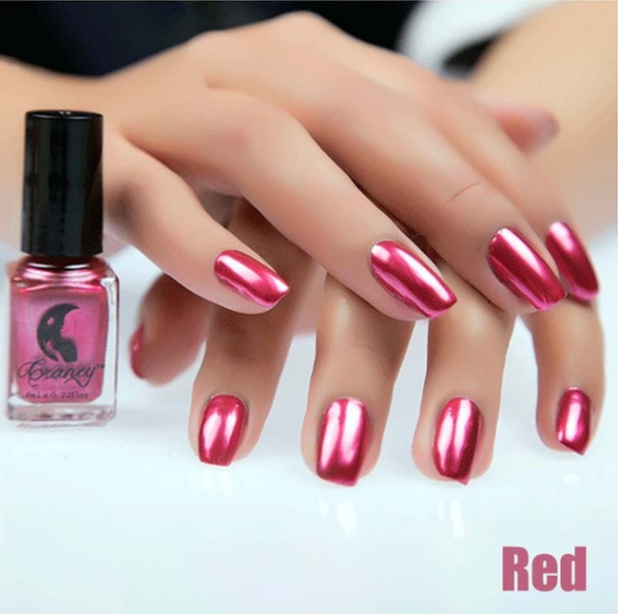 11.64 USD - Trendy and Sexy Metallic Nail Polish for Women, 14 Colors, 6ml, Mirror Effect, Makeup Accessories.