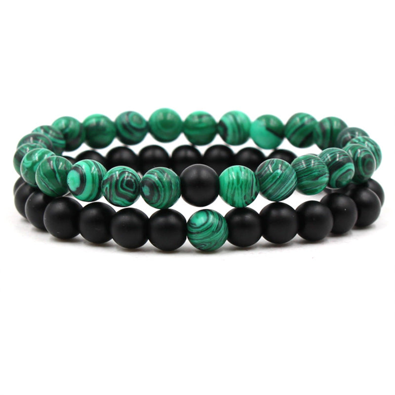 13.39/15.72 USD - 8mm Black Matte Frosted Malachite Couple Bracelet