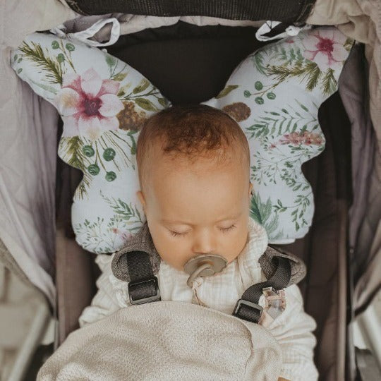 23.28 USD Coussin de nuque multifonctionnel pour poussette, en forme de papillon, avec sangle de fixation pour bébé, pour un confort optimal.