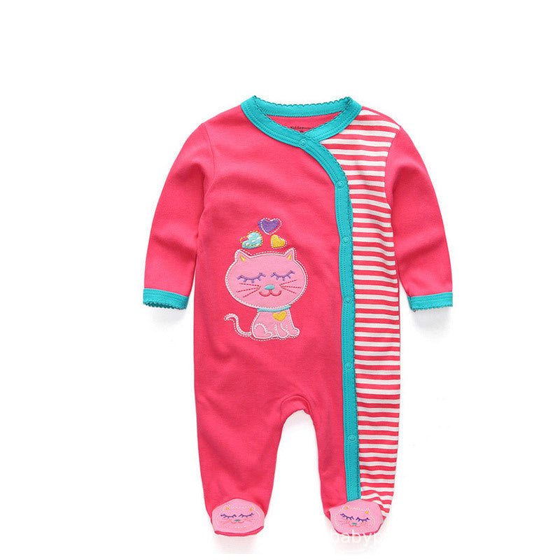 15.13 USD Combinaison bébé en pur coton à double boutonnage pour nouveau-né, vêtements pour enfants à porte fermée