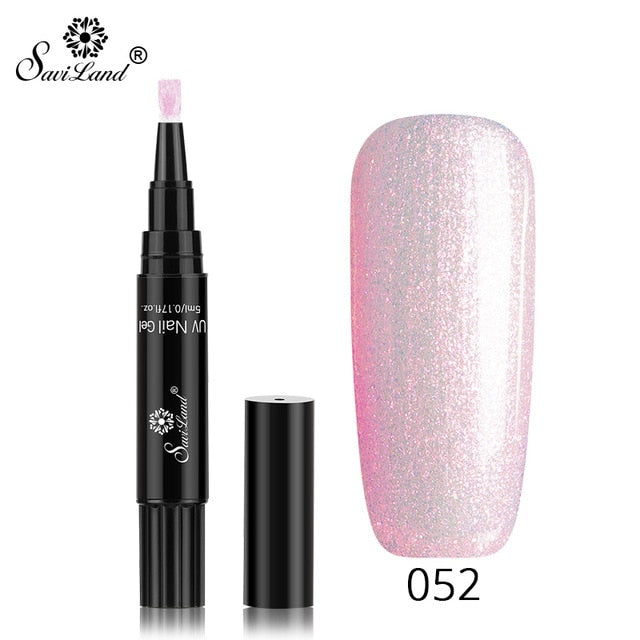 15.12 USD - Saviland 3-in-1 New Gel Nail Polish Pen: Glitter, Easy Application, 60 Colors, UV Hybrid Gel Polish, Easy to Use.
