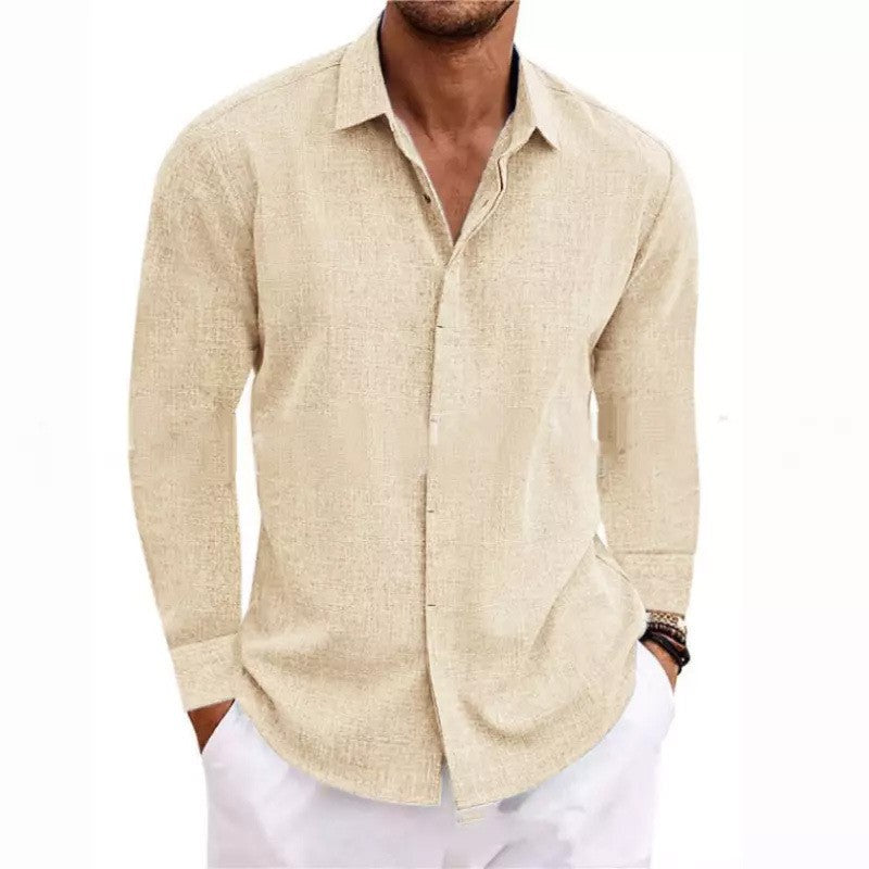 23.28 USD T-shirt à manches longues en lin pour homme, coupe ample, couleur unie, en coton et lin. Chemise oversize pour homme.