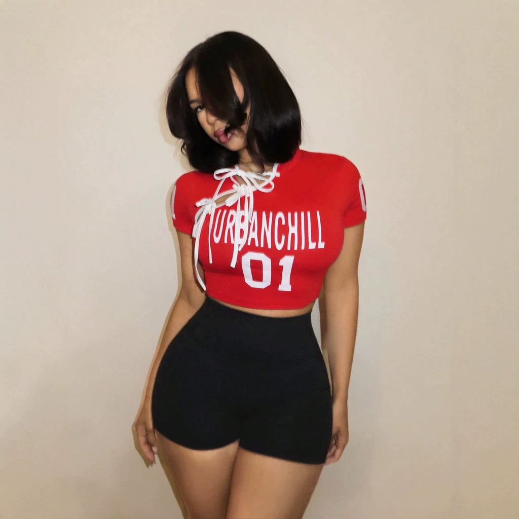 Contrast-strap cropped T-shirt