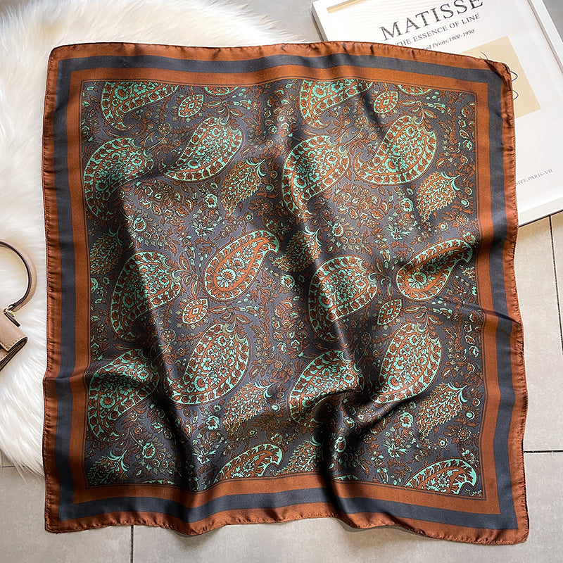 USD 15.12 - Retro printed scarves, paisley pattern scarves, versatile scarves, small square scarves for women, decorative scarves