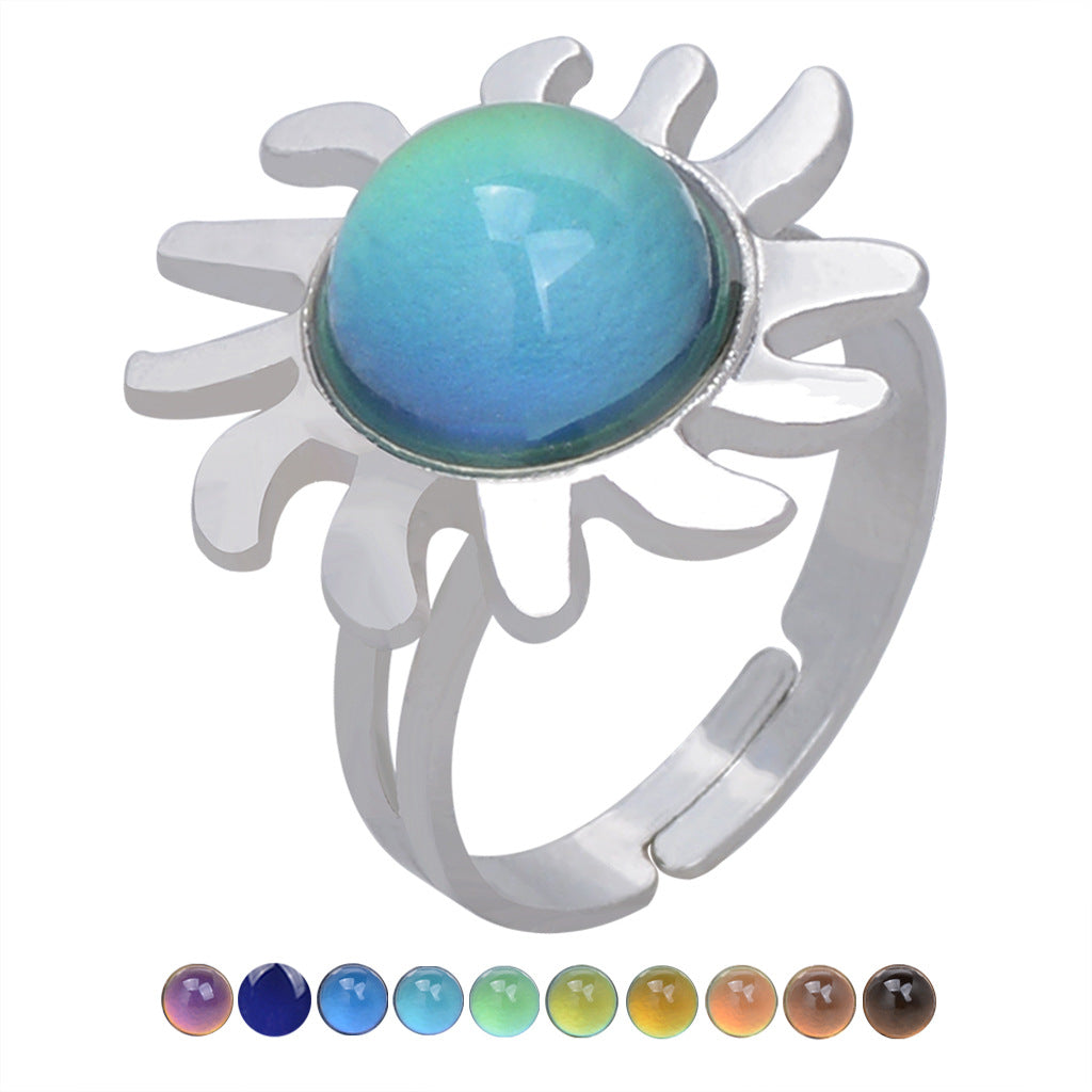 USD 13.98 - Vintage thermochromic ring for women, glamorous and elegant style, adorned with gemstones.