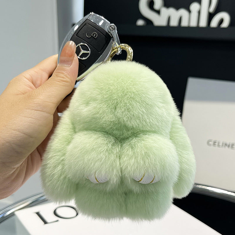 17,46 USD - Adorable lapin Rex en fourrure, porte-clés/pendentif/mini-sac en peluche, ornement lapin