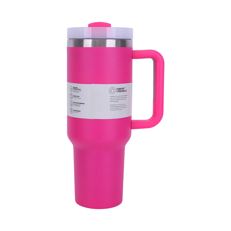 Gobelet isotherme de 1,2 L avec paille, poignée et couvercle – Acier inoxydable, boissons chaudes et froides, compatible avec les porte-gobelets de voiture