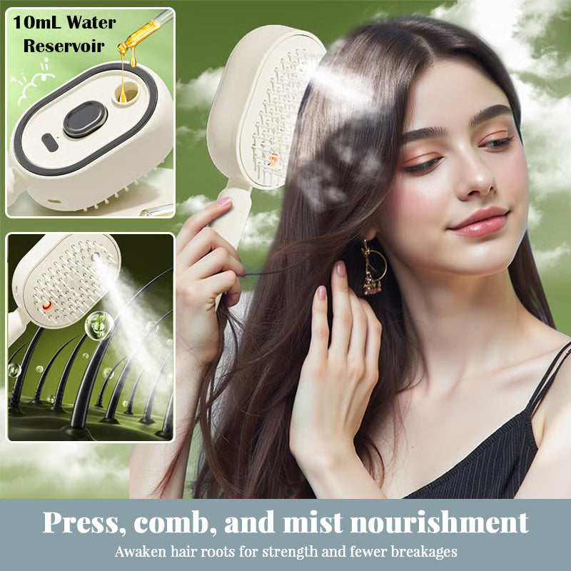 Brosse à cheveux électrique vapeur avec brumisateur, peigne lissant ionique pour moins de casse et sans résidus, outil de coiffage pour des cheveux lisses et brillants