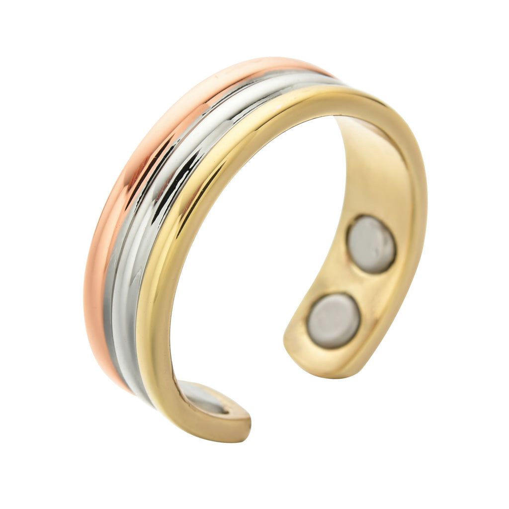 Bague magnétique de santé en pur cuivre, bague ouverte créative aux tons rose et multicolores.
