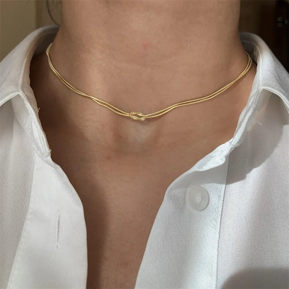 14.46 USD - Titanium Steel Knotted Necklace
