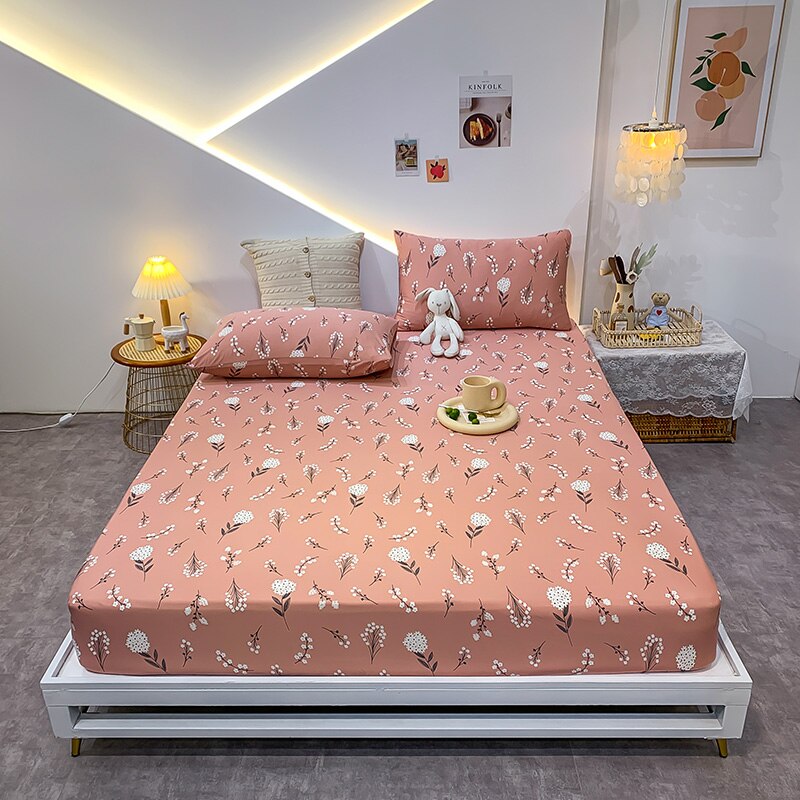23.29/26.76/29.08 USD - Geometric Pattern Elastic Cotton Fitted Sheet, Elastic Mattress Cover, Queen/King Bedding Set