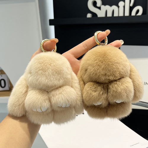Adorable lapin Rex en fourrure, porte-clés/pendentif/mini-sac en peluche, ornement lapin