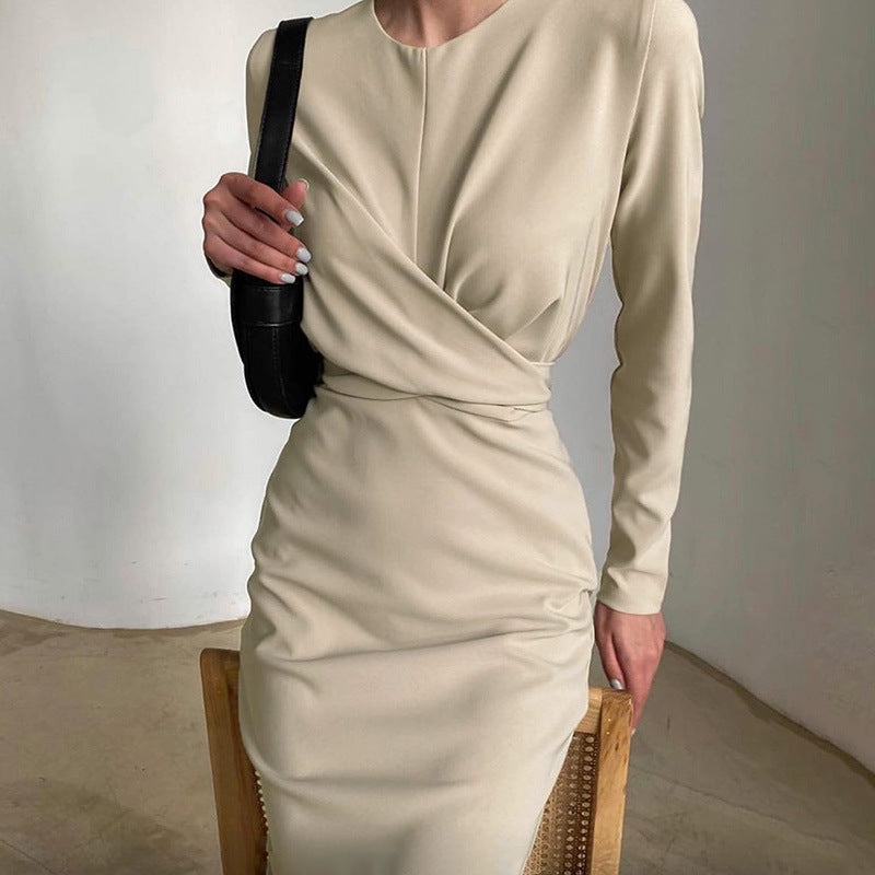 Women's Elegant Long-Sleeved Dress, French Vintage Style, Autumn Fashion