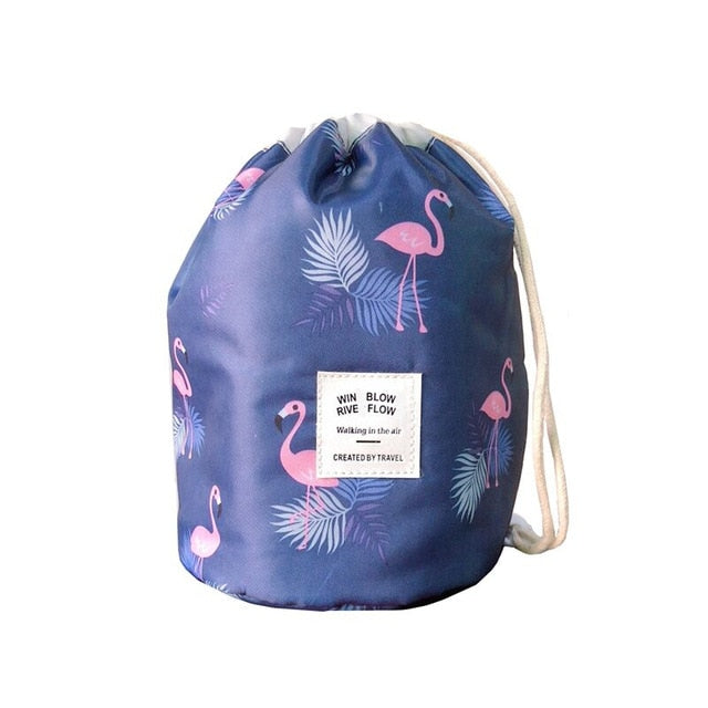 $13.97 - Women's Round Makeup Bag, Ideal for Travel, with Compartments for Toiletries.