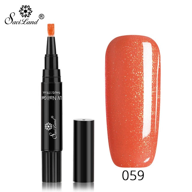 15.12 USD - Saviland 3-in-1 New Gel Nail Polish Pen: Glitter, Easy Application, 60 Colors, UV Hybrid Gel Polish, Easy to Use.