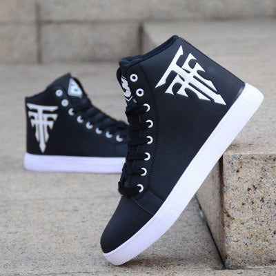 Solid breathable leather summer sneakers, lace-up with thick soles (white)